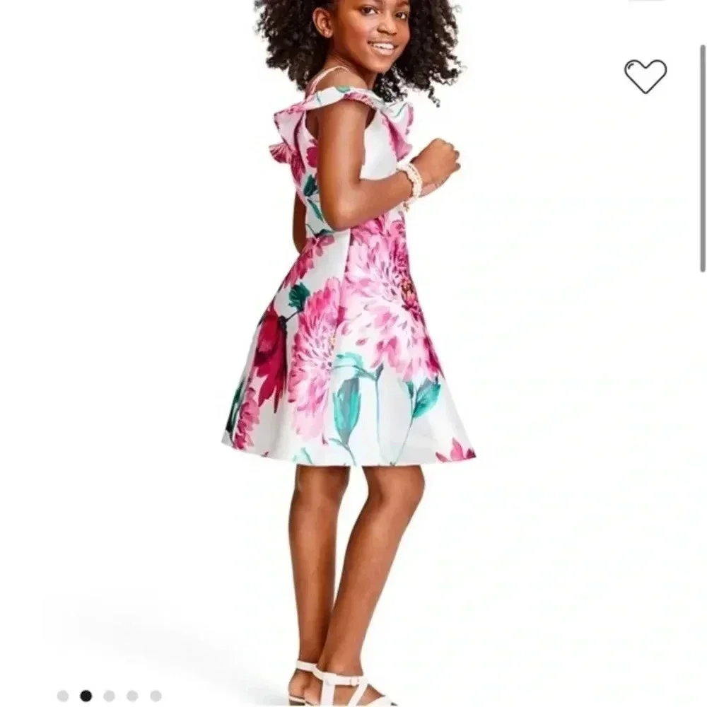 Children Place Girls Floral Off Shoulder Dress